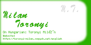milan toronyi business card